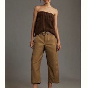 Maeve Cropped barrel Pants in Camel Brown